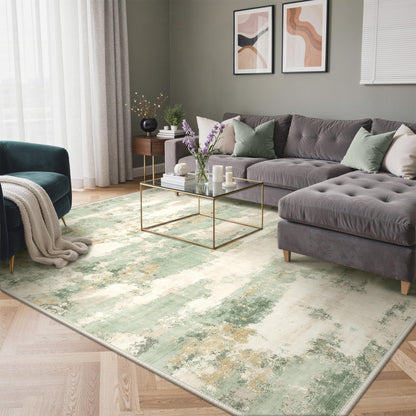 GENIMO 9x12 Area Rug Washable Non Slip for Living Room, Navy Blue Gray