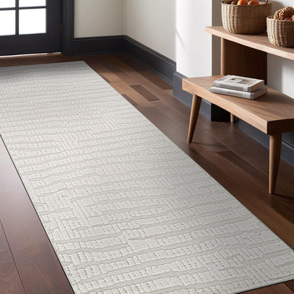 Luul Home Micro Loop Indoor Rug White 9x12 Boho Geometric Neutral Area Rugs for Living Room Soft Luxury Modern Low and High Pile Durable Stain Resistant Non-Shedding Indoor Area Carpet 9 x 12