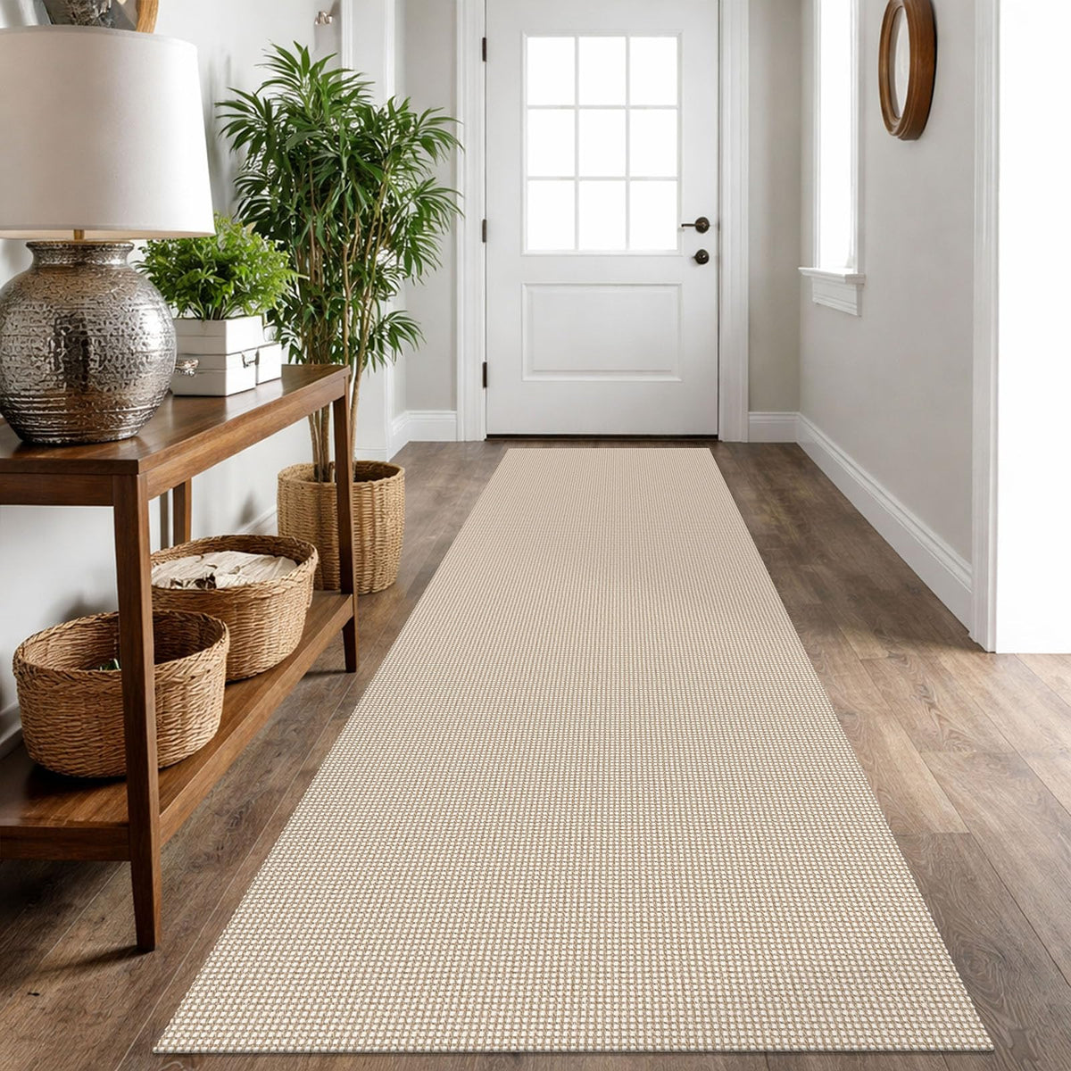 IOHOUZE Small Area Rug 2x3 Washable Woven Rugs for Entryway Non Slip Rubber Backed Front Door Rugs Indoor Doormat Throw Rug Floor Carpet for Entrance Kitchen, Cream/Beige