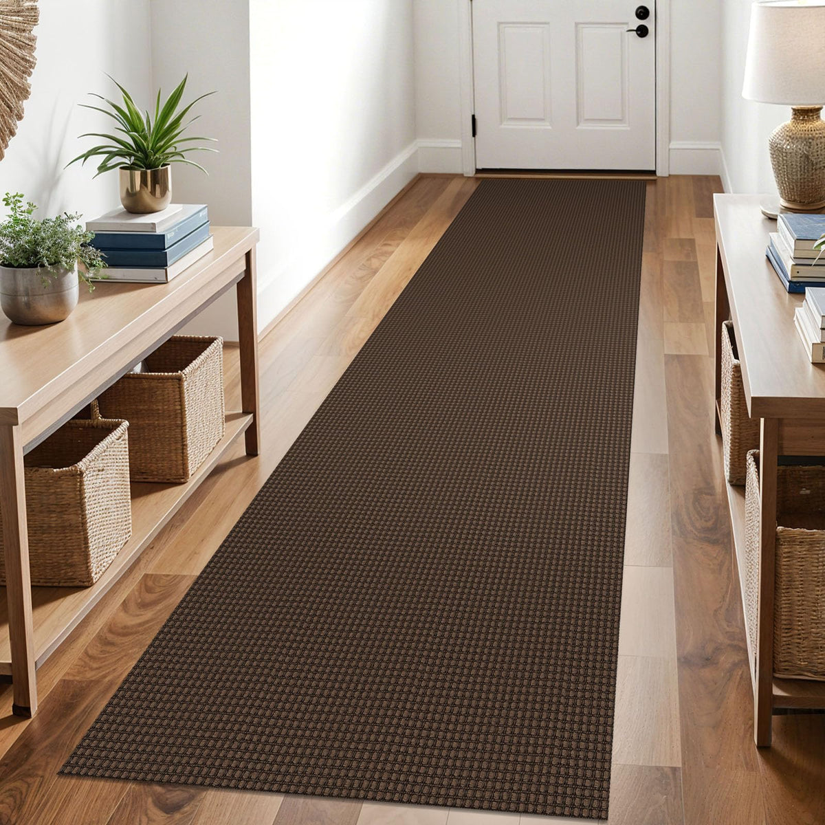 KOZYFLY Extra Long Runners for Hallways 3x20 ft Washable Kitchen Runner Non Slip Rubber Backed Hallway Rug Cotton Entryway Runner Rug Floor Carpet for Indoor Hall, Kitchen, Stair, Black/Dark Grey
