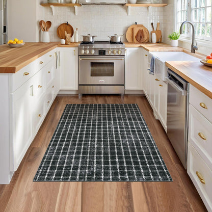 ROYHOME 6x9 Area Rug for Living Room Washable Khaki Brown Checkered Rugs