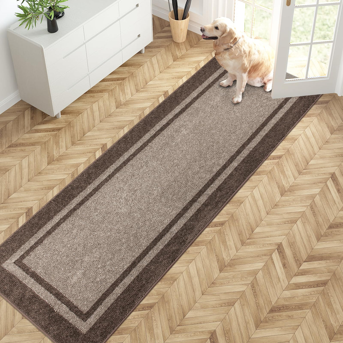 PURRUGS Dirt Trapping Indoor Door Mat, 32" x 48", Beige & Grayish Brown