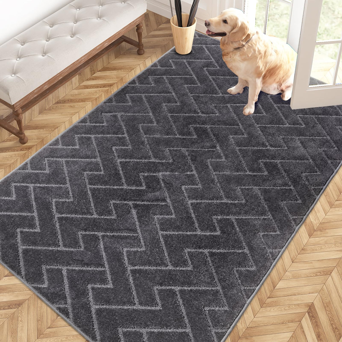 PURRUGS Dirt Trapping Door Mat Indoor Entrance, 32" x 47", Taupe