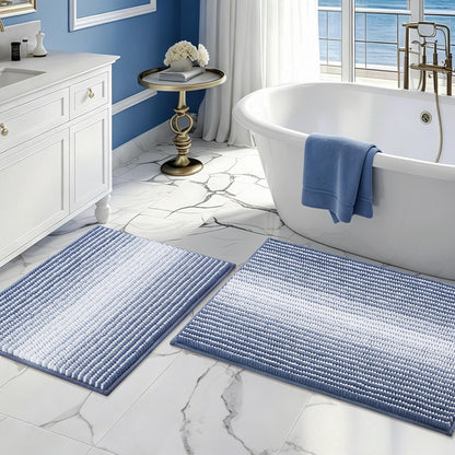 BSICPRO Bathroom Rugs Sets 2 Piece, Modern Bath Mat 20"x47"+20"x32", Blue