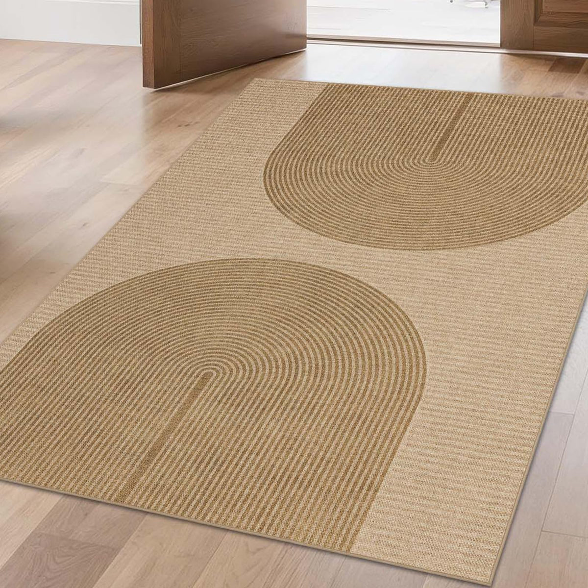 Easy Jute Rug for Pet Homes: 4x6 Outdoor Rug - Geometric Arch Pattern