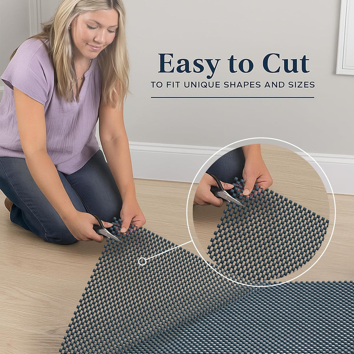 Veken 8x10 Ft Rug Pad Gripper for Hardwood Floors, Non Slip Dark Blue Rug Pads for Area Rugs, Thick Rug Grippers for Tile Floors, Under Carpet Anti Skid Mat, Keep Your Rugs Safe and in Place