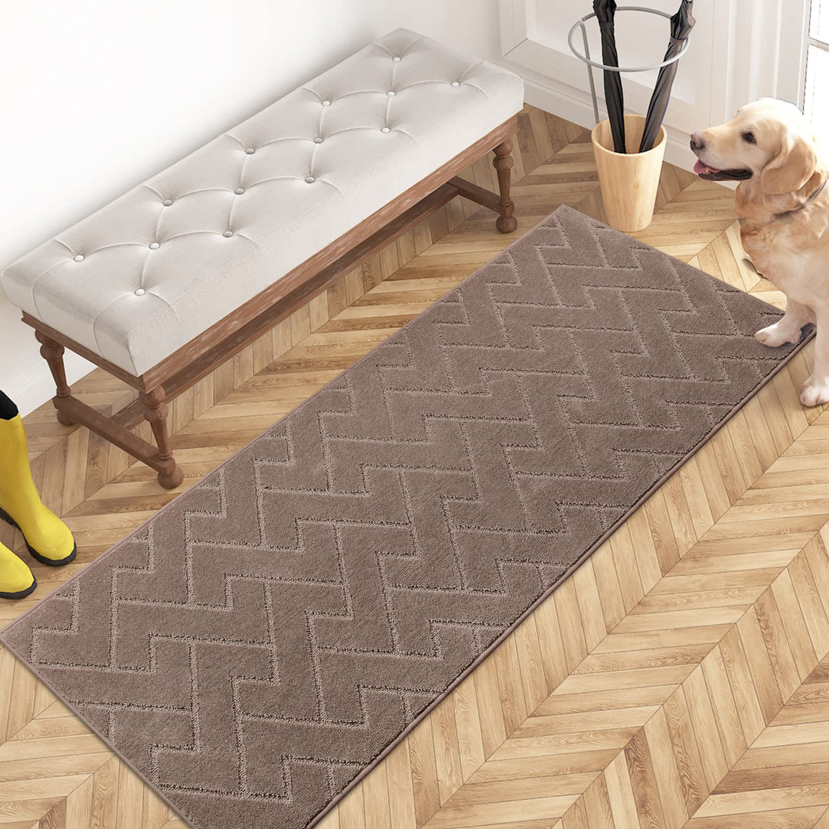 PURRUGS Dirt Trapping Door Mat Indoor Entrance, 32" x 47", Taupe