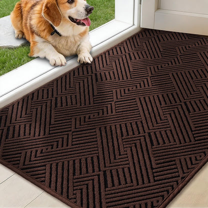 YIHOUSE Dirt Trapper Door Mat 32" x 47", Non-Slip Washable Entrance Mat, Dirt Resistant and Absorbent Welcome Mat, Low Profile Floor Mat for Front/Back Door, Entryway, Red