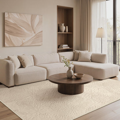 GENIMO Beige Rug 6x9 Washable Area Rugs for Living Room, Soft High Low Pile