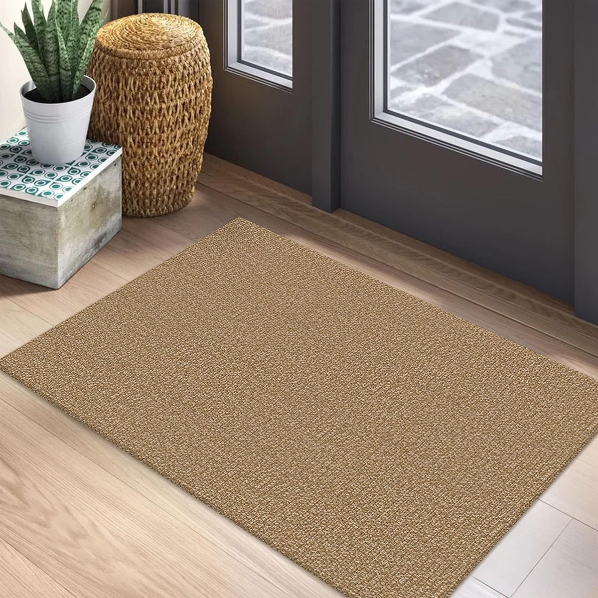 EARTHALL Washable Area Rug, Non Slip Entryway Rug, 4x6 Ft, Sand/Beige