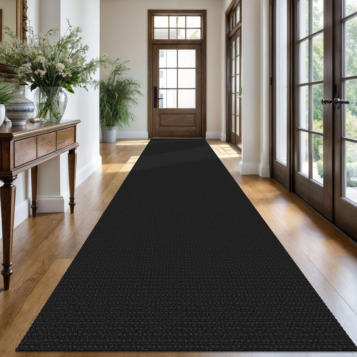 KOZYFLY Extra Long Runners for Hallways 3x20 ft Washable Kitchen Runner Non Slip Rubber Backed Hallway Rug Cotton Entryway Runner Rug Floor Carpet for Indoor Hall, Kitchen, Stair, Black/Dark Grey