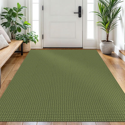 EARTHALL Woven Area Rug 3x5 Ft Washable Rugs for Entryway Braided Non Slip Rubber Backed Throw Rugs Door Mat Indoor Outdoor Entrance Cotton Carpet for Kitchen Foyer Front Door, Orange/Tan/Brown
