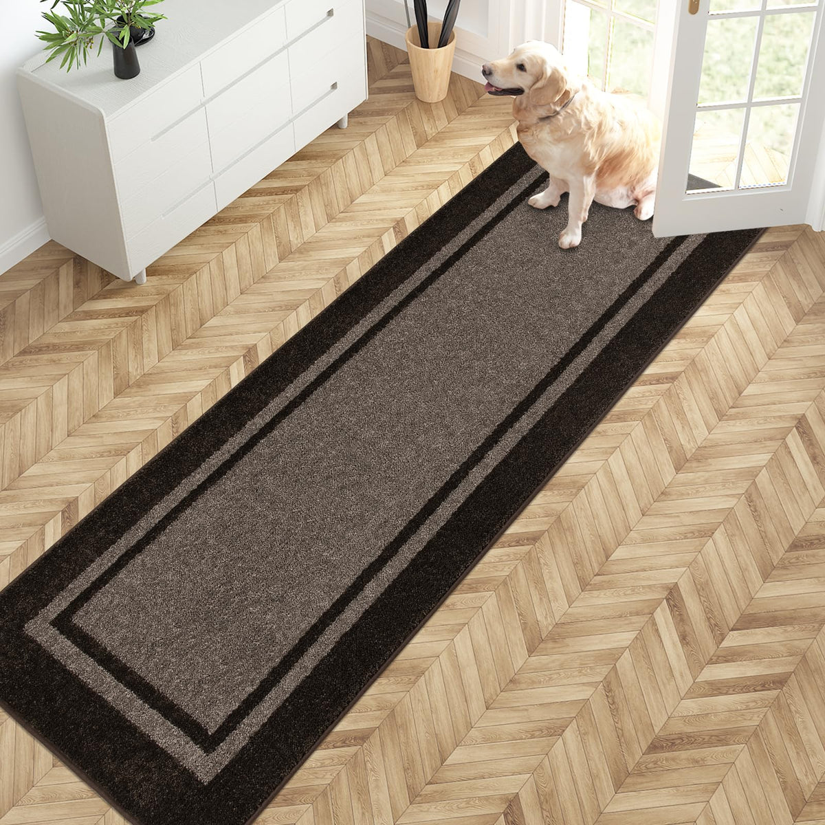 PURRUGS Dirt Trapping Indoor Door Mat, 32" x 48", Beige & Grayish Brown