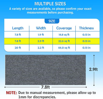 Self-Adhesive 2.9 ft x 7.8 ft Marine Carpet, Waterproof Boat Carpet, Suitable for Outdoor, Passageway, Indoor