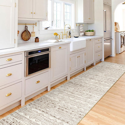 2'6"x8 Runner Rug Washable Moroccan: Non Slip Kitchen Long Floor Mat Gray