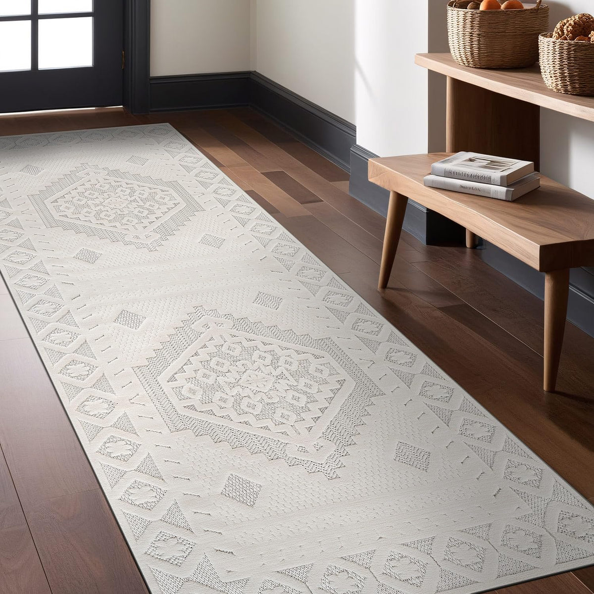Luul Home Micro Loop Indoor Rug White 9x12 Boho Geometric Neutral Area Rugs for Living Room Soft Luxury Modern Low and High Pile Durable Stain Resistant Non-Shedding Indoor Area Carpet 9 x 12