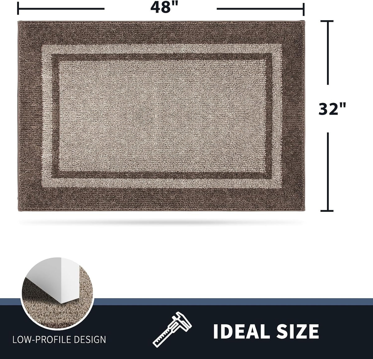 PURRUGS Dirt Trapping Indoor Door Mat, 32" x 48", Beige & Grayish Brown