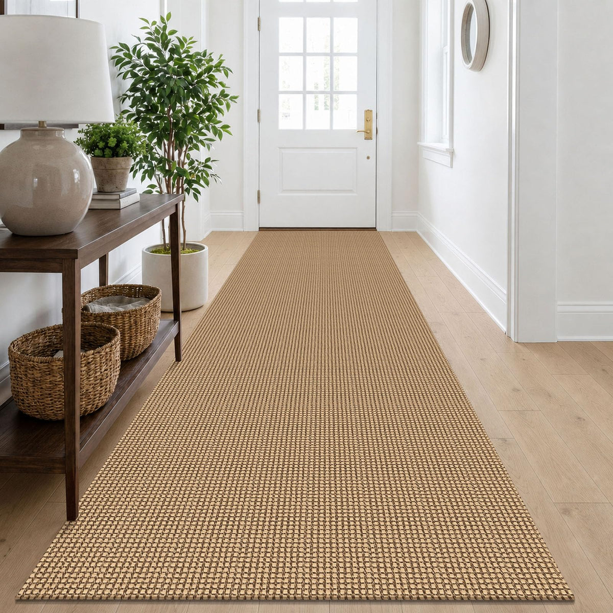 IOHOUZE Washable Area Rug 3x5 Non Slip Rubber Backed Woven Rugs for Entryway Rugs Indoor Outdoor Doormat Throw Rug Floor Carpet for Entrance Kitchen Front Door, Olive Green/Earthy Green