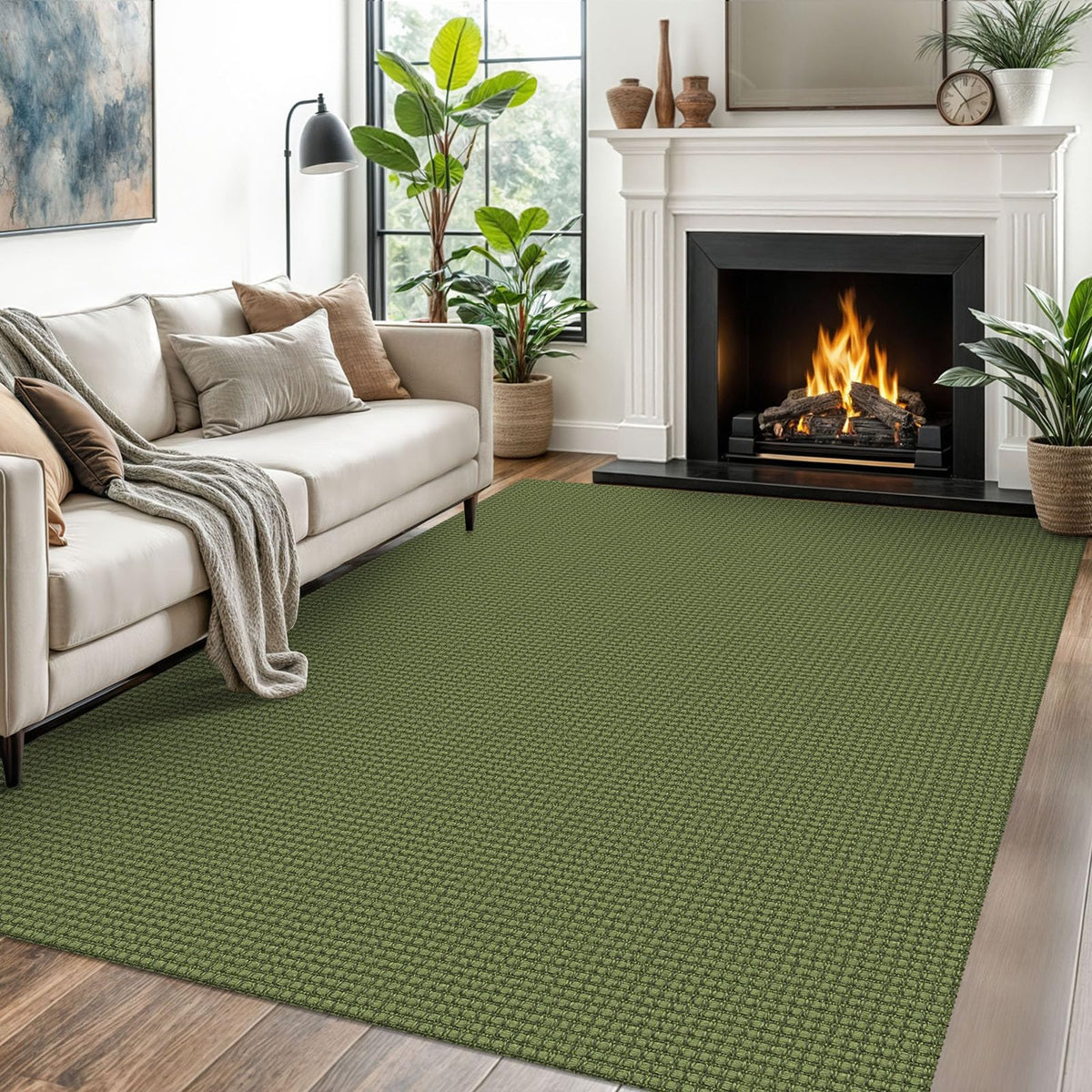 EARTHALL Woven Area Rug 3x5 Ft Washable Rugs for Entryway Braided Non Slip Rubber Backed Throw Rugs Door Mat Indoor Outdoor Entrance Cotton Carpet for Kitchen Foyer Front Door, Orange/Tan/Brown