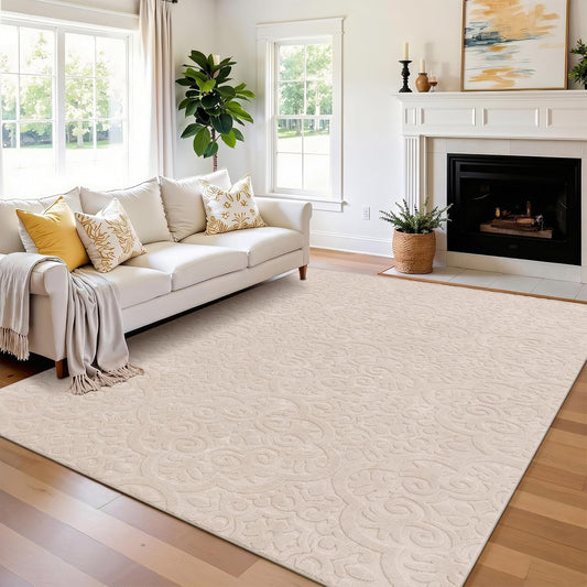 U'Artlines 6x9ft Washable Area Rug for Living Room,Neutral Beige Rugs