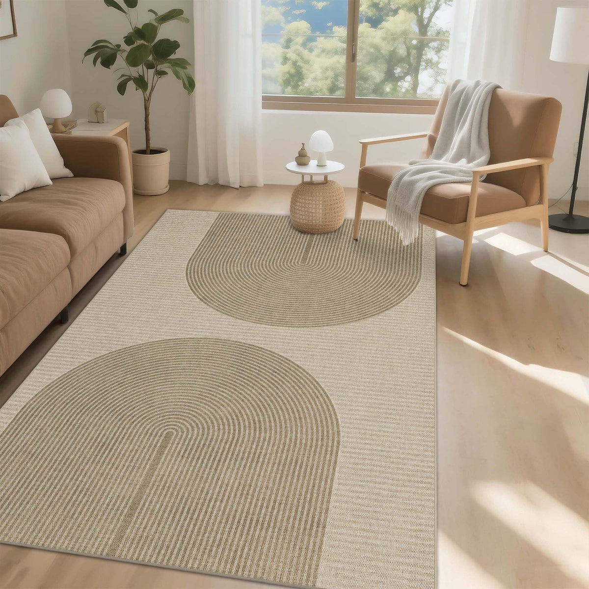 Easy Jute Rug for Pet Homes: 4x6 Outdoor Rug - Geometric Arch Pattern