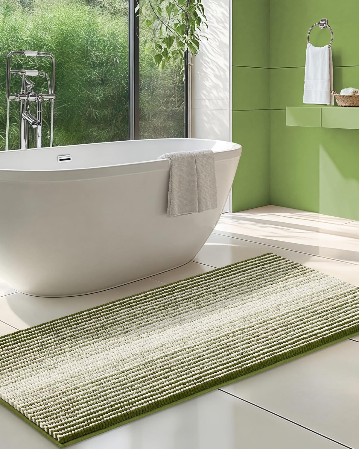 BSICPRO Bathroom Rugs Sets 2 Piece, Modern Bath Mat 20"x47"+20"x32", Blue