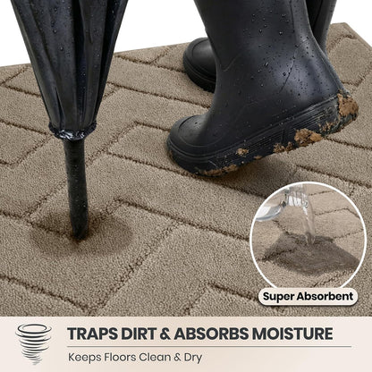 PURRUGS Dirt Trapping Door Mat Indoor Entrance, 32" x 47", Taupe
