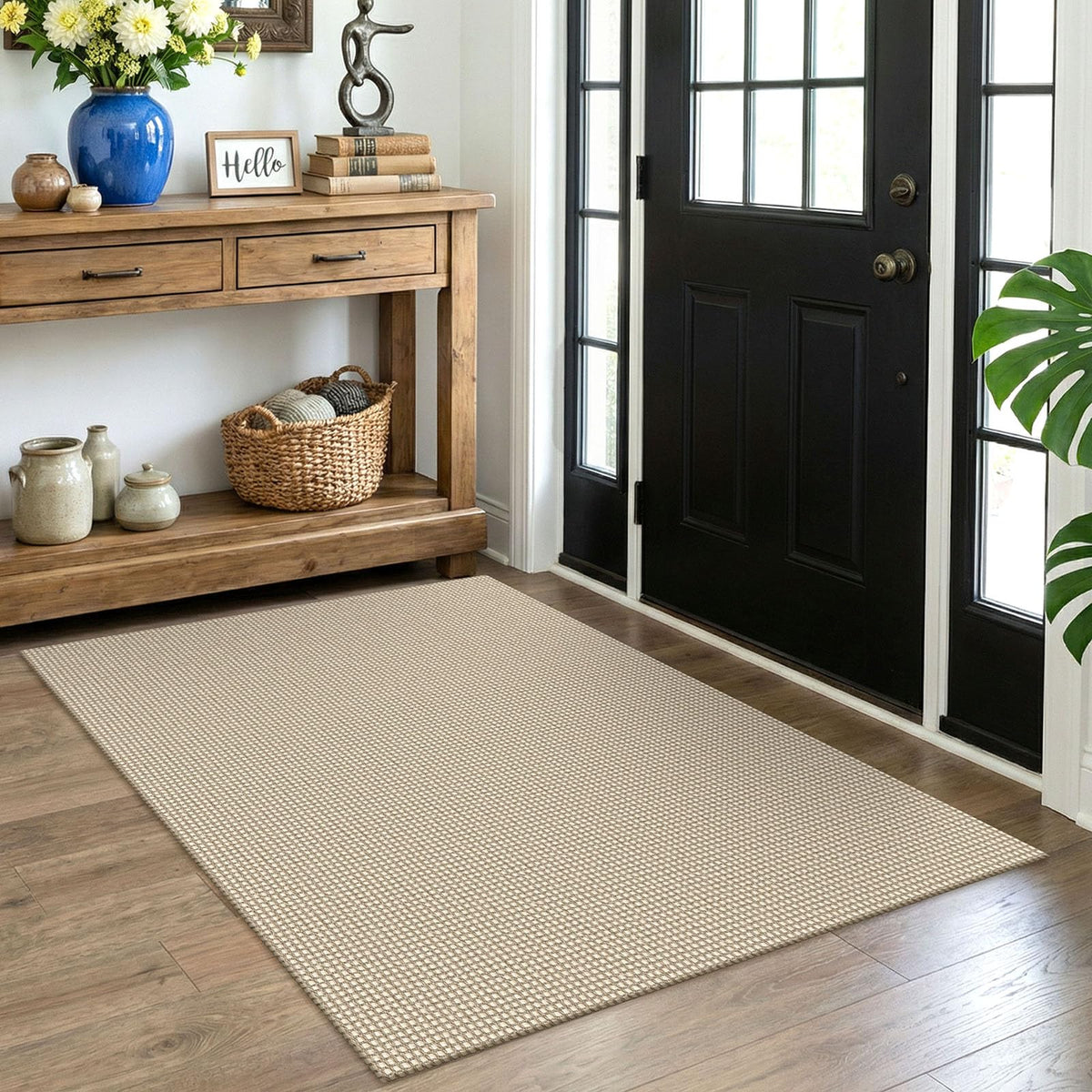 EARTHALL Woven Area Rug 3x5 Ft Washable Rugs for Entryway Braided Non Slip Rubber Backed Throw Rugs Door Mat Indoor Outdoor Entrance Cotton Carpet for Kitchen Foyer Front Door, Orange/Tan/Brown
