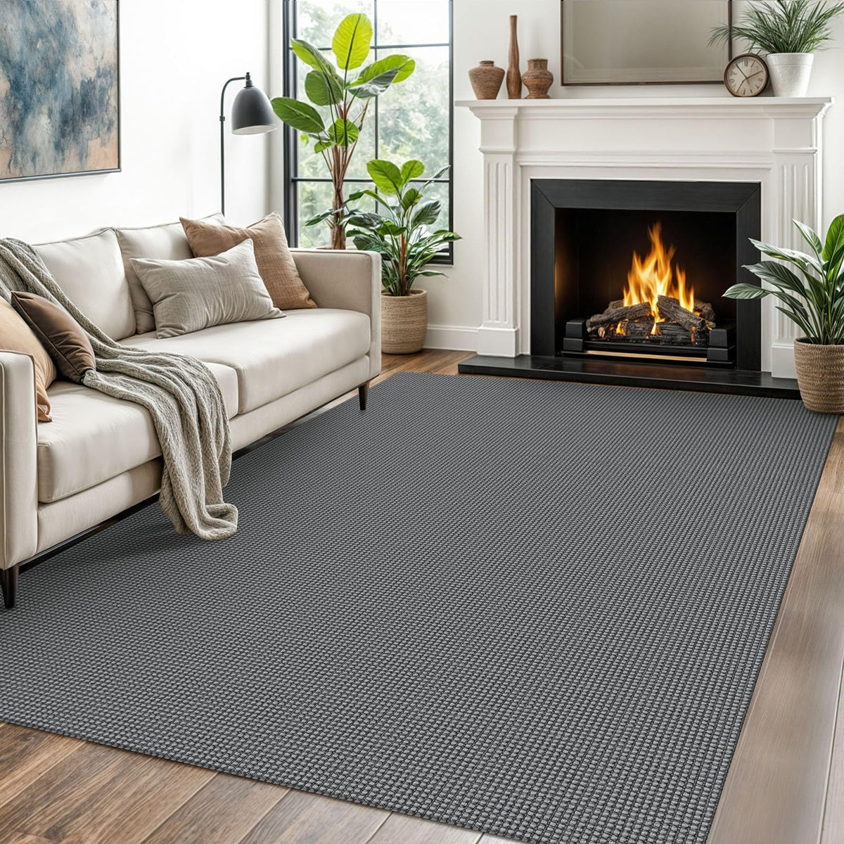 EARTHALL Woven Area Rug 3x5 Ft Washable Rugs for Entryway Braided Non Slip Rubber Backed Throw Rugs Door Mat Indoor Outdoor Entrance Cotton Carpet for Kitchen Foyer Front Door, Orange/Tan/Brown