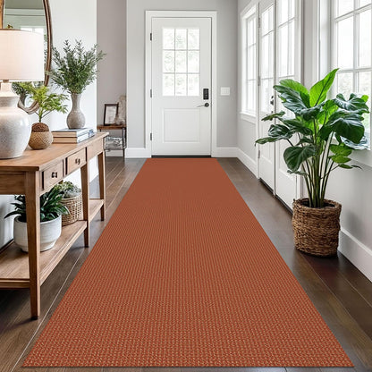 EARTHALL Woven Area Rug 3x5 Ft Washable Rugs for Entryway Braided Non Slip Rubber Backed Throw Rugs Door Mat Indoor Outdoor Entrance Cotton Carpet for Kitchen Foyer Front Door, Orange/Tan/Brown