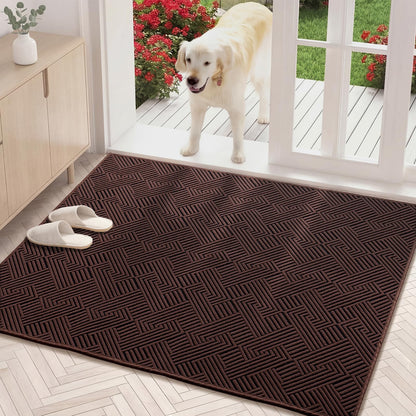 YIHOUSE Dirt Trapper Door Mat 32" x 47", Non-Slip Washable Entrance Mat, Dirt Resistant and Absorbent Welcome Mat, Low Profile Floor Mat for Front/Back Door, Entryway, Red