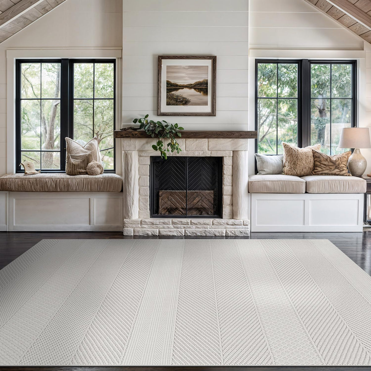 Beverly Rug Micro Loop Large Area Rug White 10x14 Modern Luxury Trellis Geometric Durable Indoor Area Rugs for Living Dining Room Office Stain Resistant Non Shedding Casual Indoor Carpet White 10x14