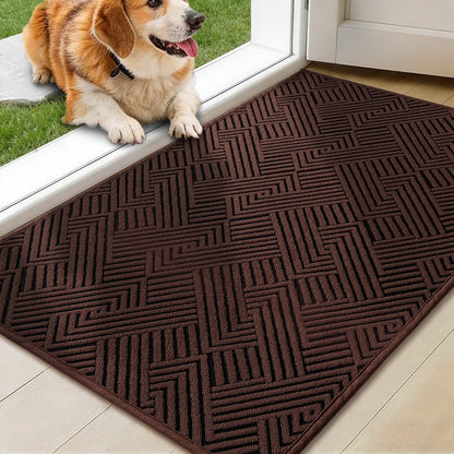 YIHOUSE Dirt Trapper Door Mat 32" x 47", Non-Slip Washable Entrance Mat, Dirt Resistant and Absorbent Welcome Mat, Low Profile Floor Mat for Front/Back Door, Entryway, Red