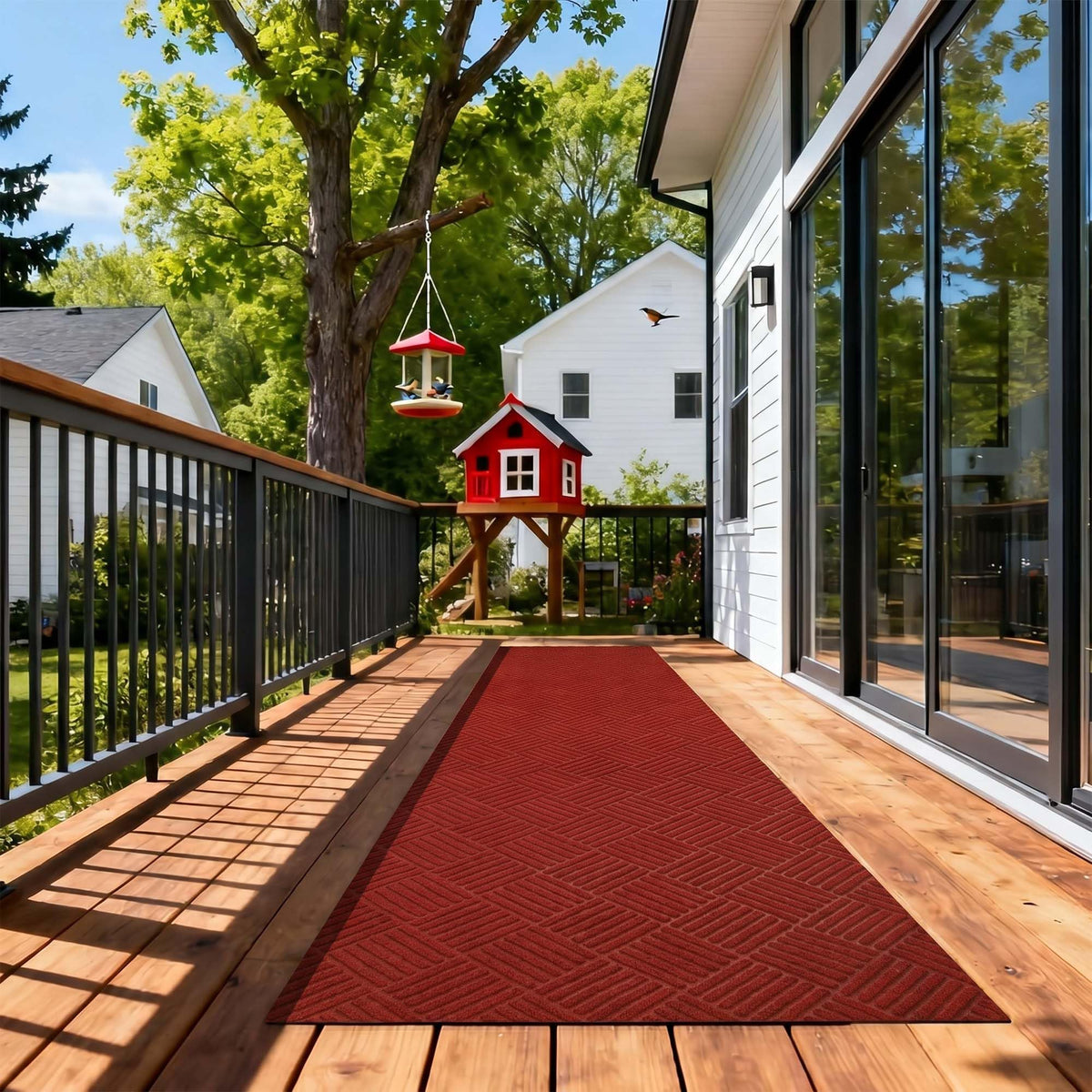 jxgzyy Red Runner Rug 2'11" x 9'10" with Scraper Pile for Outdoor, Garage