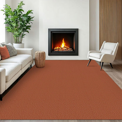 EARTHALL Woven Area Rug 3x5 Ft Washable Rugs for Entryway Braided Non Slip Rubber Backed Throw Rugs Door Mat Indoor Outdoor Entrance Cotton Carpet for Kitchen Foyer Front Door, Orange/Tan/Brown
