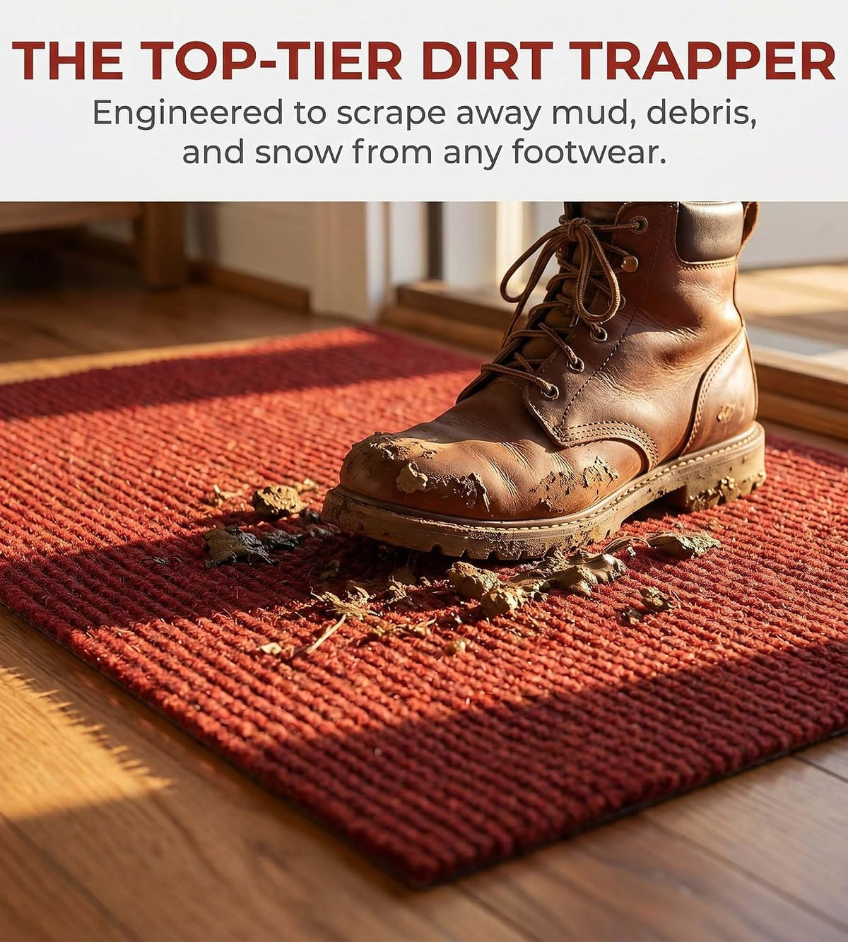 jxgzyy Red Runner Rug 2'11" x 9'10" with Scraper Pile for Outdoor, Garage