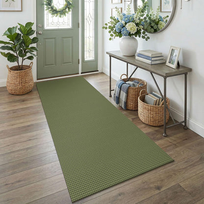 EARTHALL Woven Area Rug 3x5 Ft Washable Rugs for Entryway Braided Non Slip Rubber Backed Throw Rugs Door Mat Indoor Outdoor Entrance Cotton Carpet for Kitchen Foyer Front Door, Orange/Tan/Brown