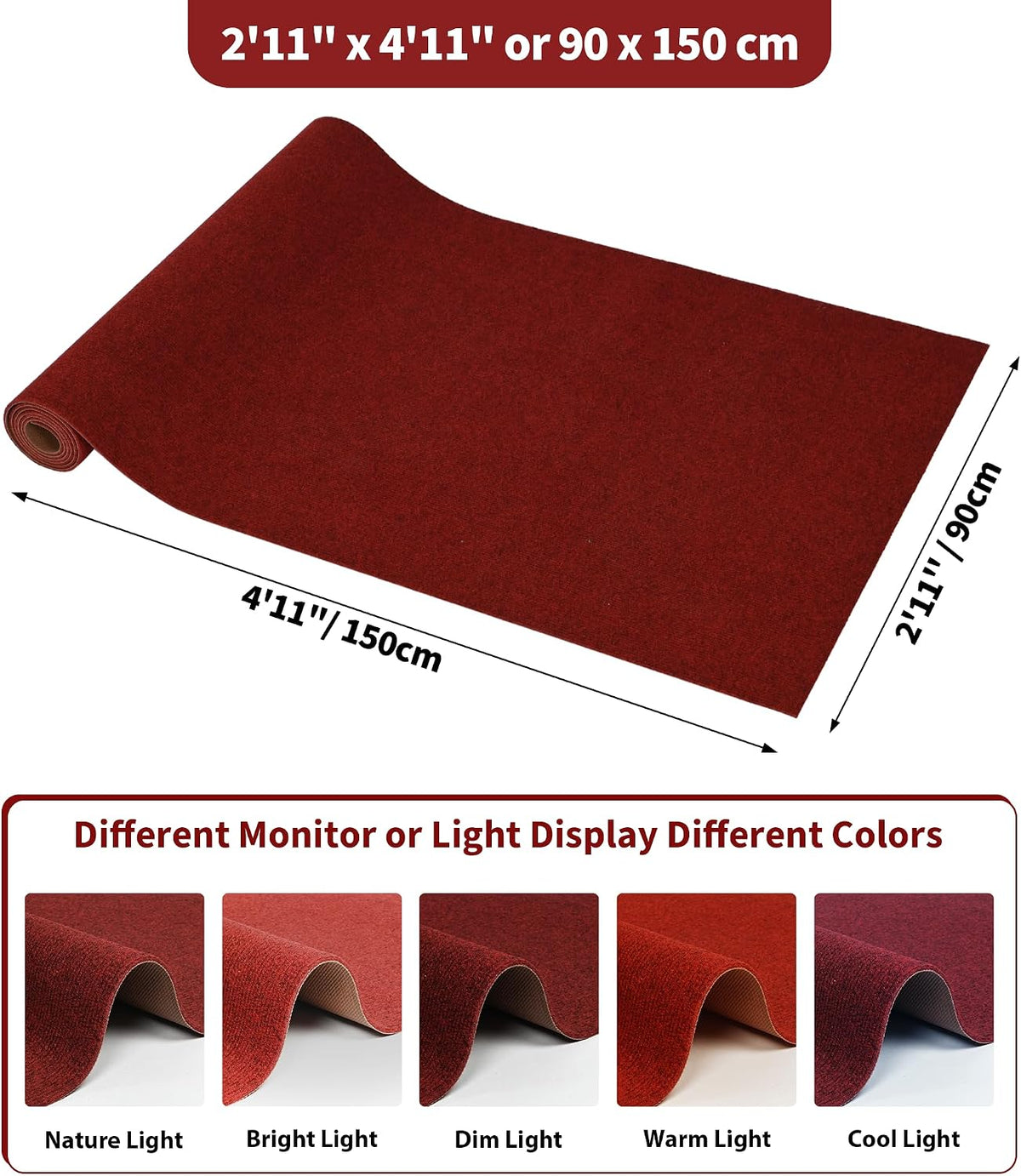 jxgzyy Red Runner Rug 2'11" x 9'10" with Scraper Pile for Outdoor, Garage