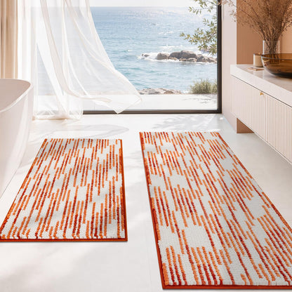 BSICPRO Bathroom Rugs Sets 2 Piece, Modern Bath Mat 20"x47"+20"x32", Blue