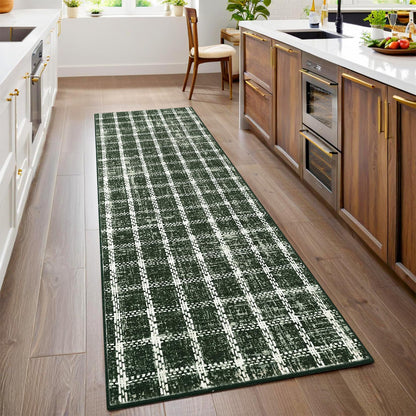 ROYHOME 6x9 Area Rug for Living Room Washable Khaki Brown Checkered Rugs