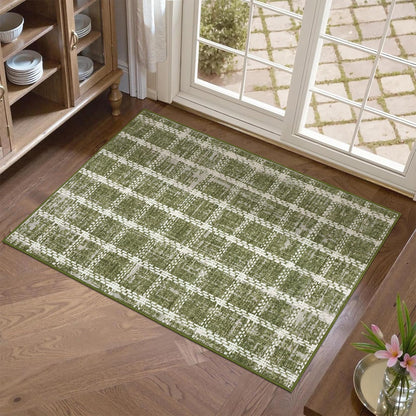 ROYHOME 6x9 Area Rug for Living Room Washable Khaki Brown Checkered Rugs