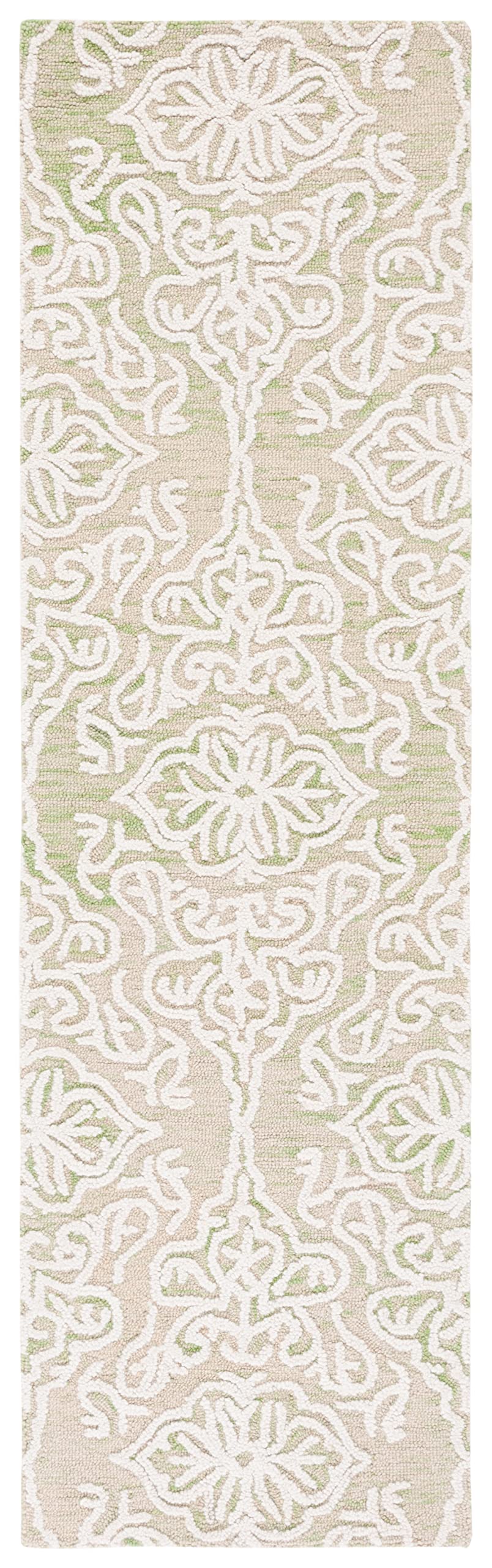 SAFAVIEH Blossom Collection Area Rug - 9' x 12', Beige & Ivory, Handmade Wool, Ideal for High Traffic Areas in Living Room, Bedroom (BLM112B)