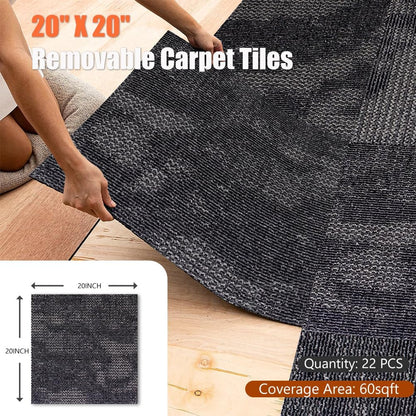 Petgrow Commercial Carpet Tiles PVC Back,20" x 20" -22 Tiles,60 Sq Ft