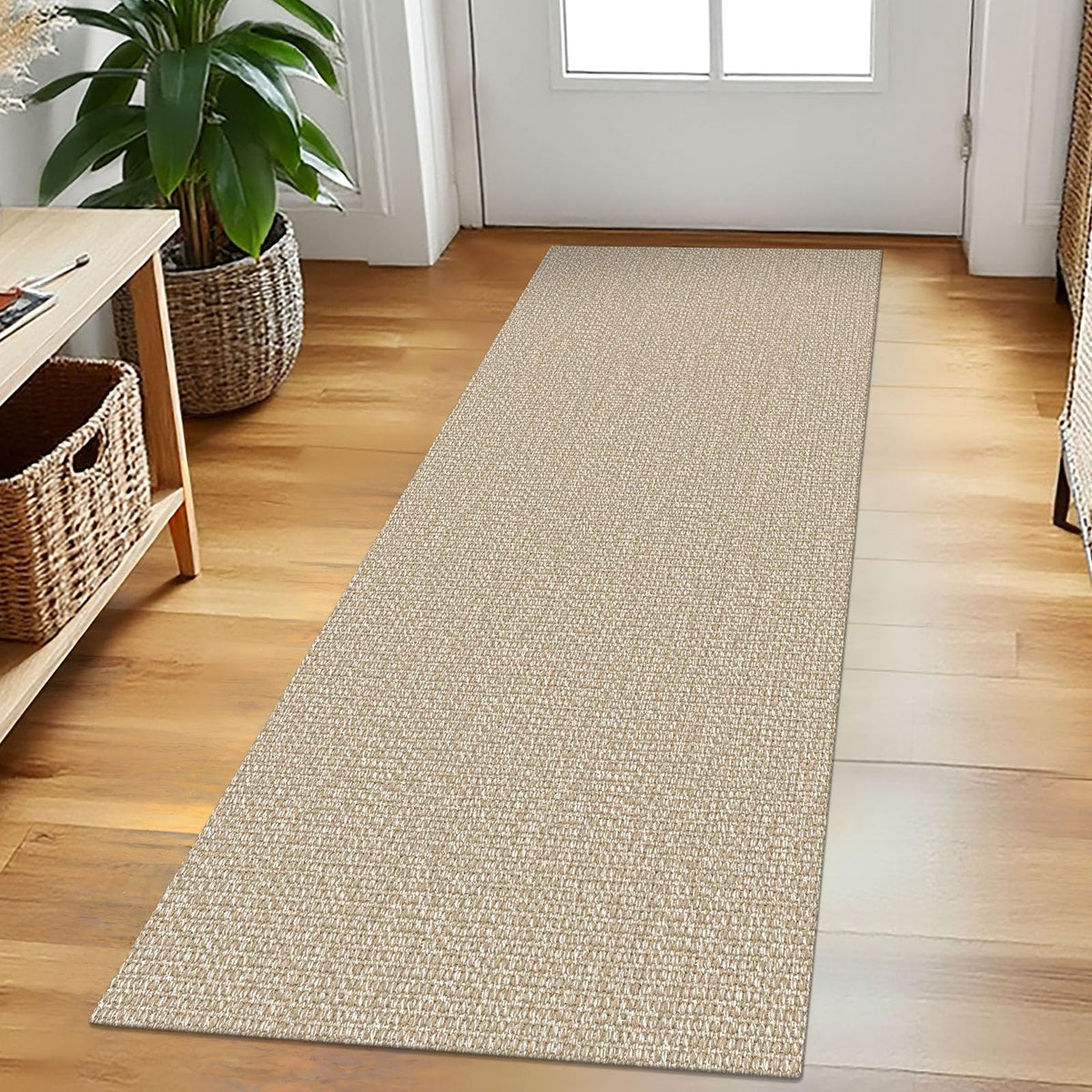EARTHALL Washable Area Rug, Non Slip Entryway Rug, 4x6 Ft, Sand/Beige