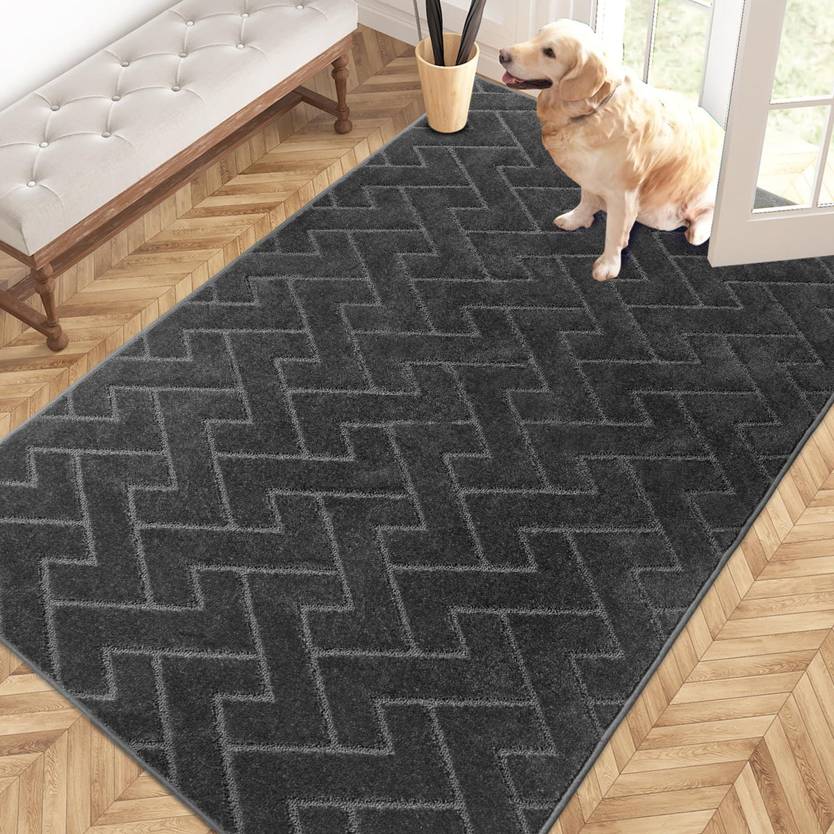 PURRUGS Dirt Trapping Door Mat Indoor Entrance, 32" x 47", Taupe