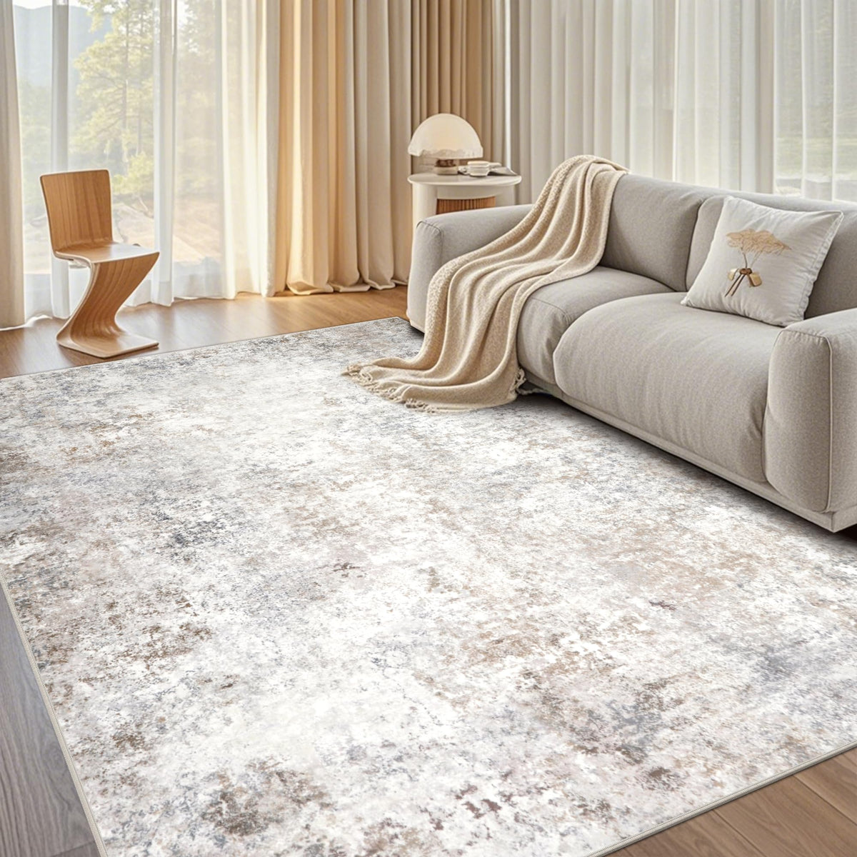Washable Rugs 8x10 Area Rug for Living Room,Bedroom,Dining Room-Beige Green