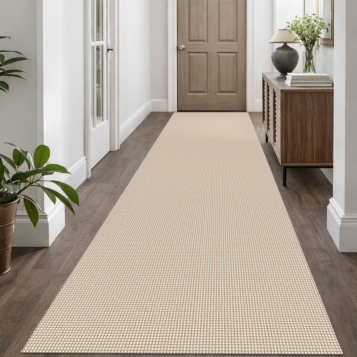 EARTHALL Woven Area Rug 3x5 Ft Washable Rugs for Entryway Braided Non Slip Rubber Backed Throw Rugs Door Mat Indoor Outdoor Entrance Cotton Carpet for Kitchen Foyer Front Door, Orange/Tan/Brown