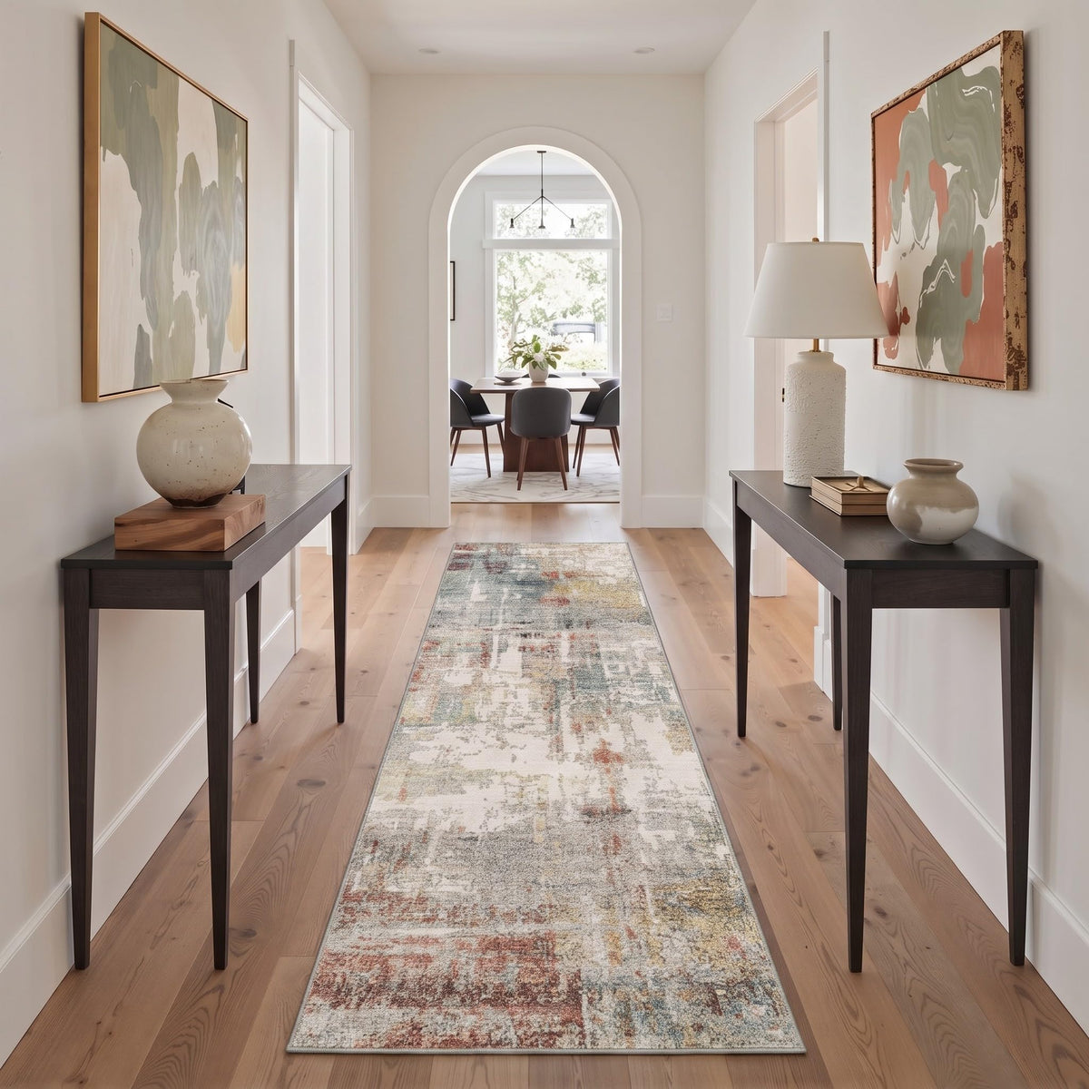 GENIMO 9x12 Area Rug Washable Non Slip for Living Room, Navy Blue Gray
