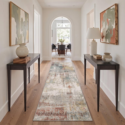 GENIMO 9x12 Area Rug Washable Non Slip for Living Room, Navy Blue Gray