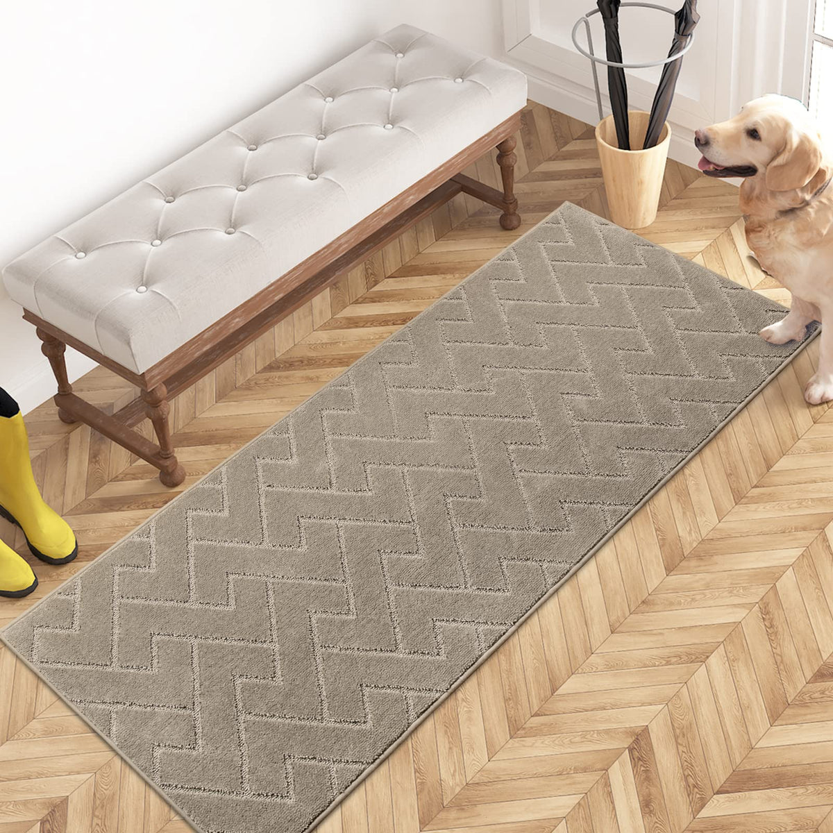 PURRUGS Dirt Trapping Door Mat Indoor Entrance, 32" x 47", Taupe